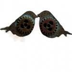 Little Bird Earrings With Gears, Steampunk..